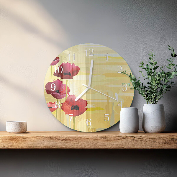 Horloge ronde Coquelicots