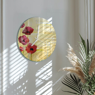 Horloge ronde Coquelicots