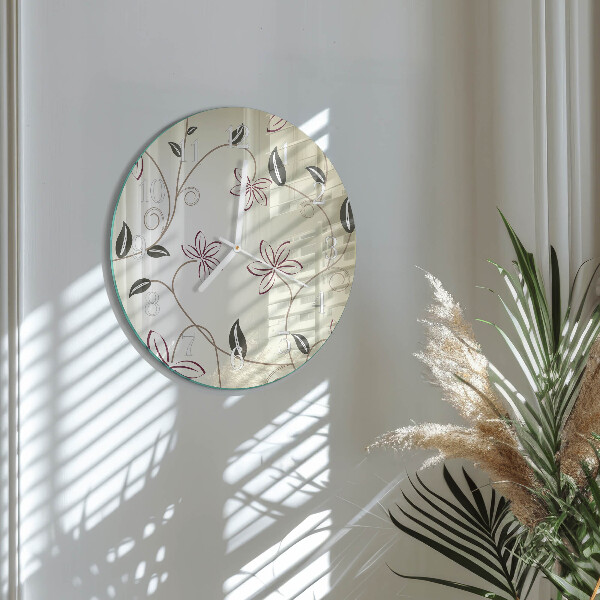 Horloge ronde Art floral