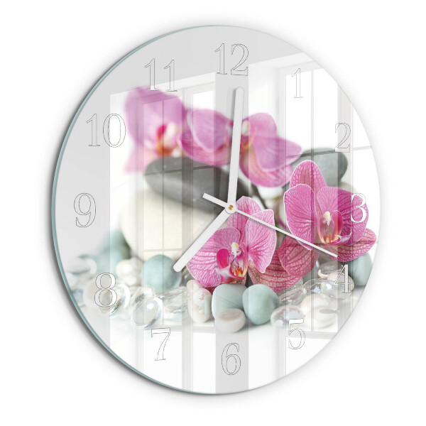 Horloge ronde Orchidées
