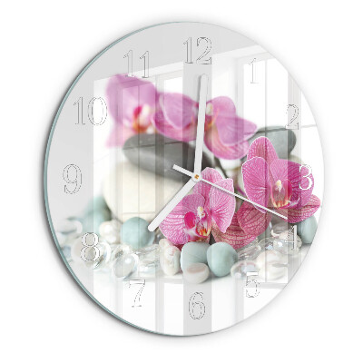 Horloge ronde Orchidées