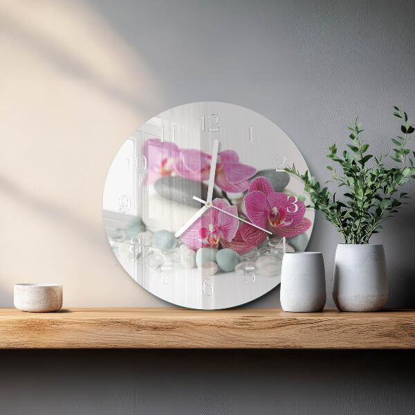Horloge ronde Orchidées