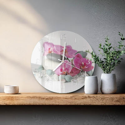 Horloge ronde Orchidées
