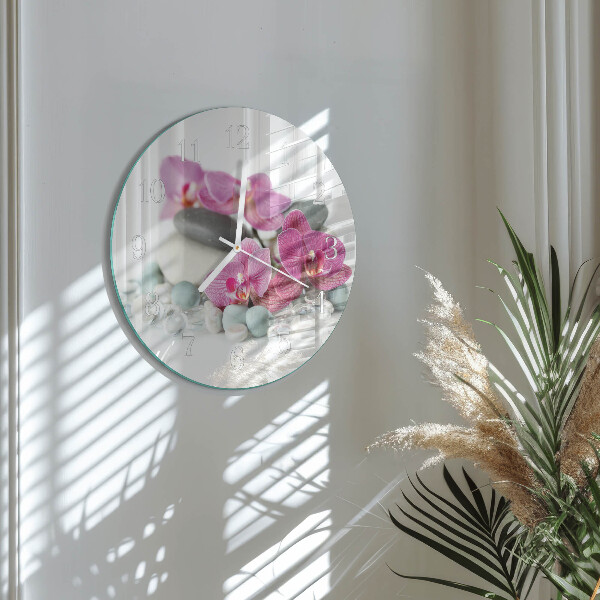 Horloge ronde Orchidées