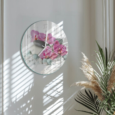 Horloge ronde Orchidées
