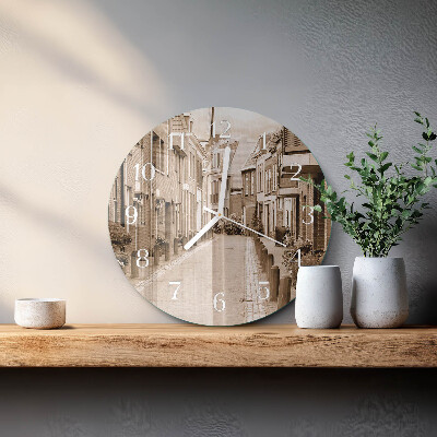 Horloge ronde Avenue Sepia