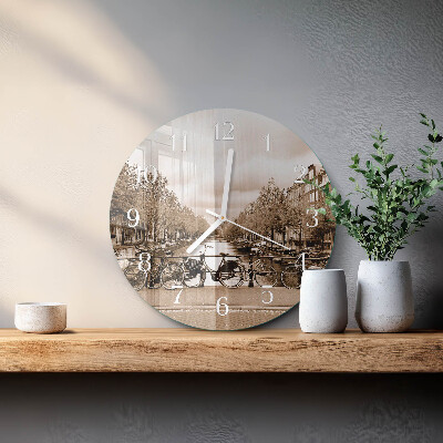 Horloge ronde Amsterdam Sepia