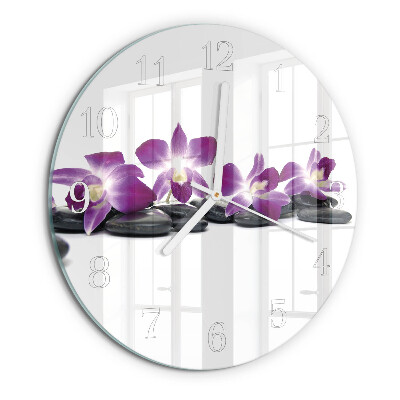 Horloge ronde Orchidée