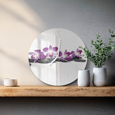 Horloge ronde Orchidée