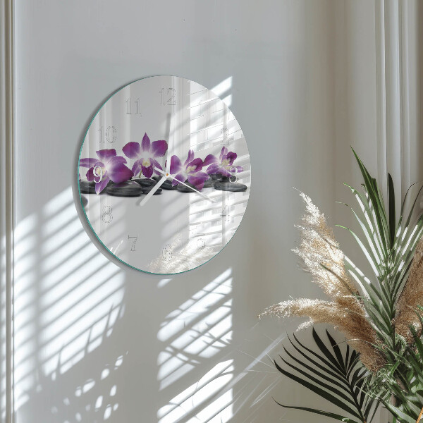 Horloge ronde Orchidée