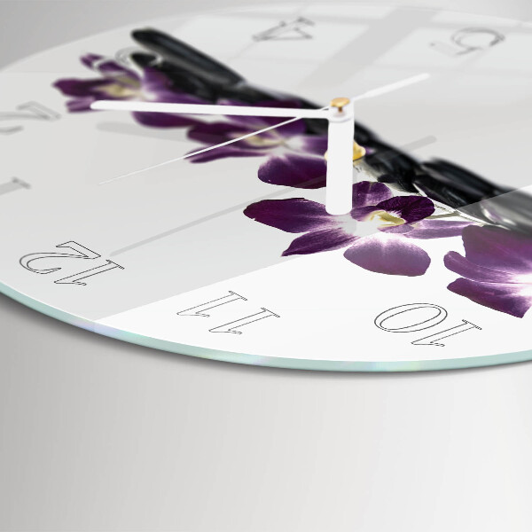 Horloge ronde Orchidée