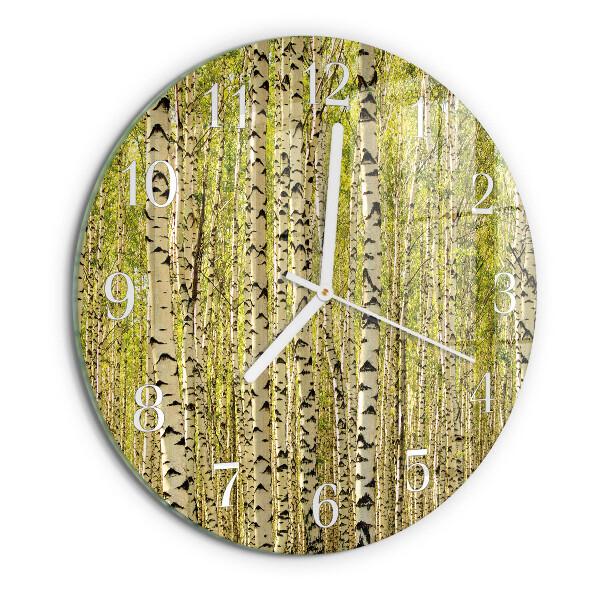 Horloge ronde Forêt de bouleaux