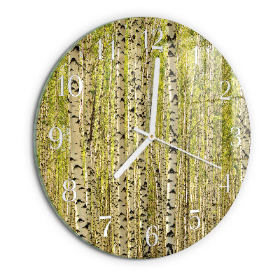Horloge ronde Forêt de bouleaux