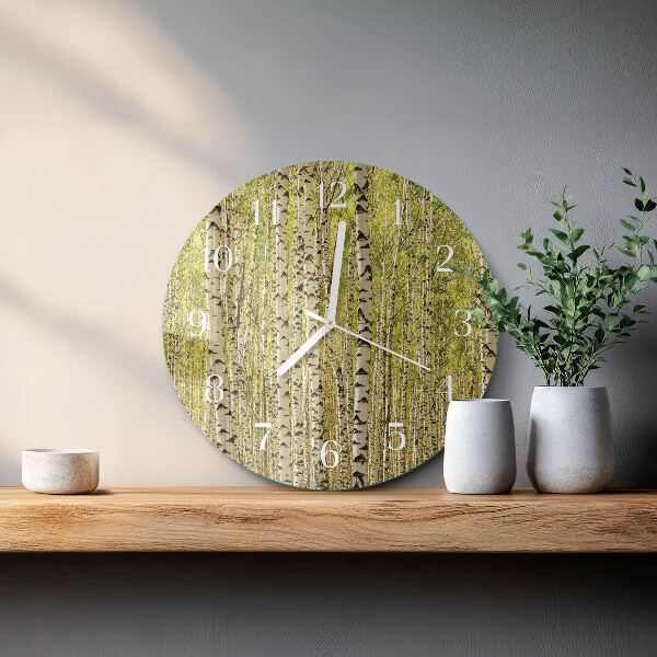 Horloge ronde Forêt de bouleaux