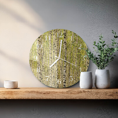 Horloge ronde Forêt de bouleaux