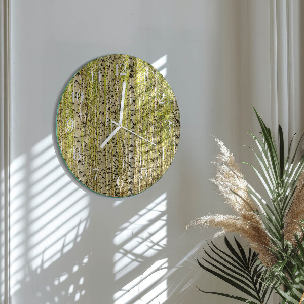 Horloge ronde Forêt de bouleaux