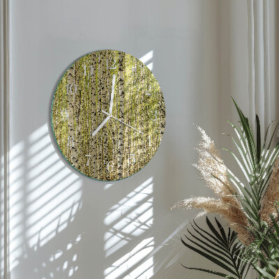 Horloge ronde Forêt de bouleaux
