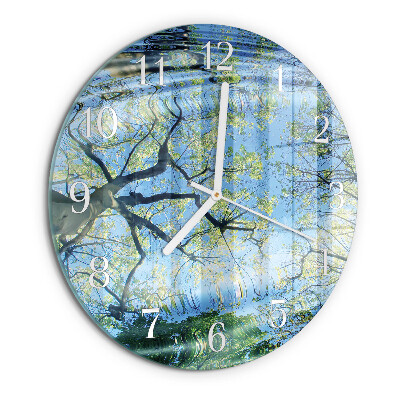 Horloge ronde Arbres Eau