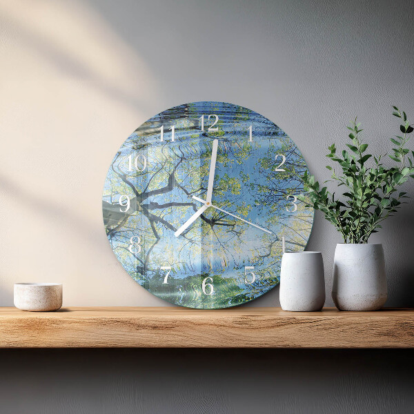 Horloge ronde Arbres Eau