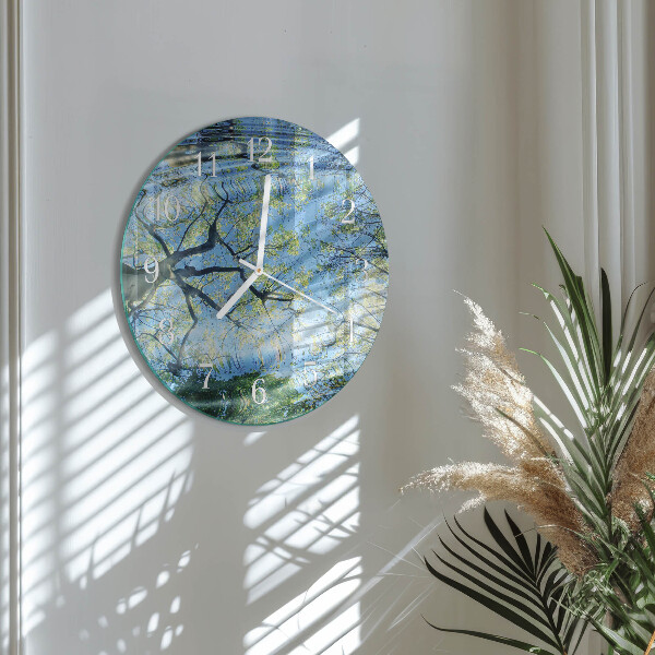 Horloge ronde Arbres Eau