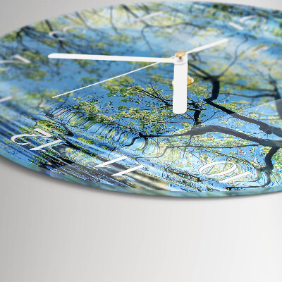 Horloge ronde Arbres Eau