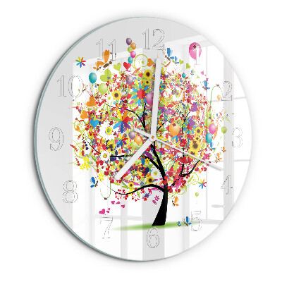 Horloge ronde Arbre coloré