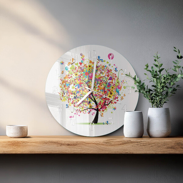 Horloge ronde Arbre coloré