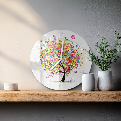 Horloge ronde Arbre coloré