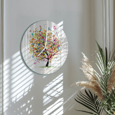 Horloge ronde Arbre coloré