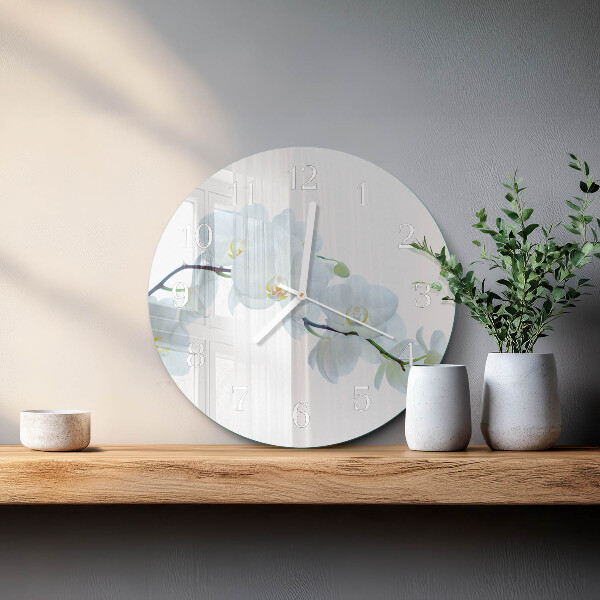 Horloge ronde Orchidée