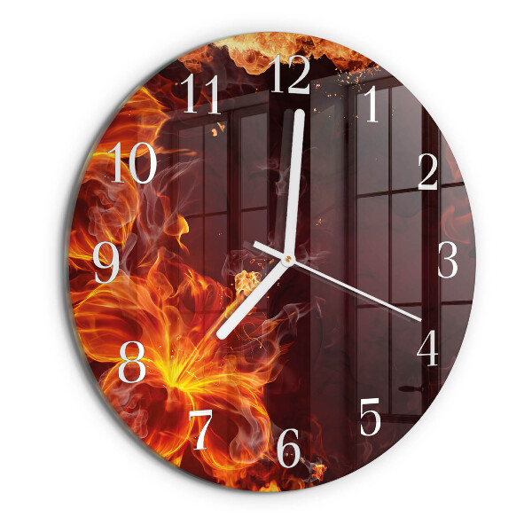Horloge ronde Fleurs de feu