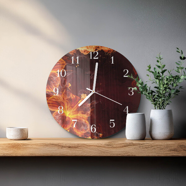 Horloge ronde Fleurs de feu