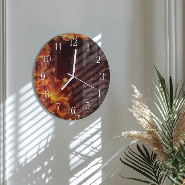 Horloge ronde Fleurs de feu