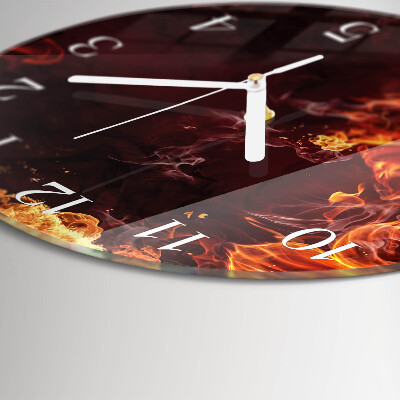 Horloge ronde Fleurs de feu