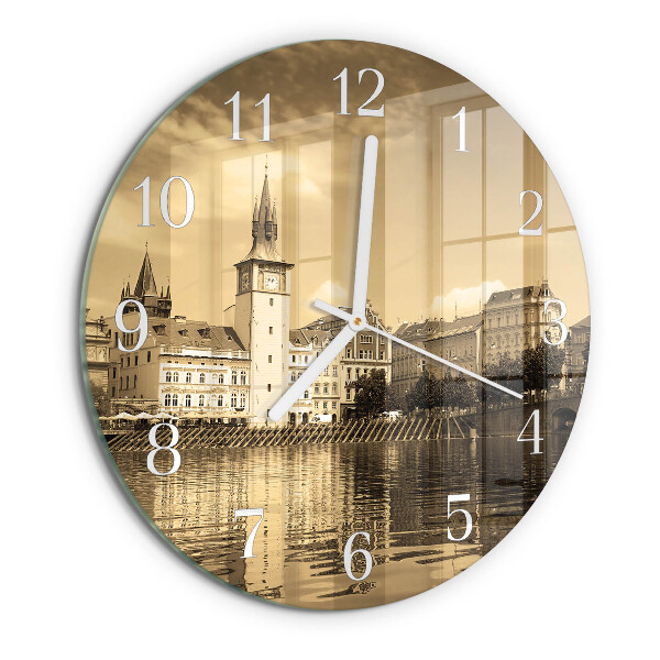 Horloge ronde Château Sepia