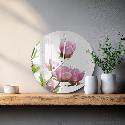 Horloge ronde Fleur de magnolia