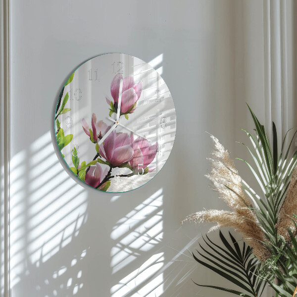Horloge ronde Fleur de magnolia