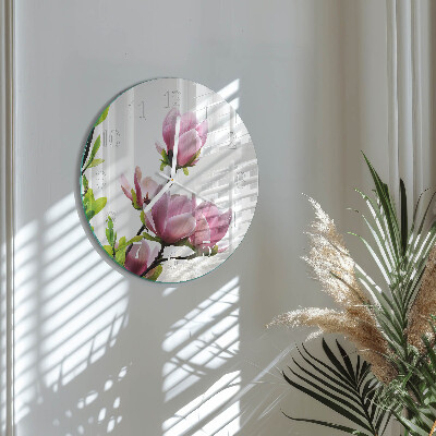 Horloge ronde Fleur de magnolia