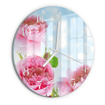 Horloge ronde Pivoines