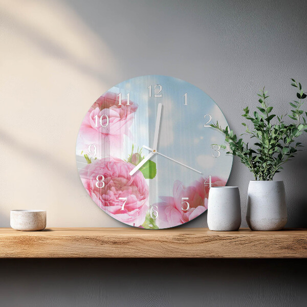 Horloge ronde Pivoines