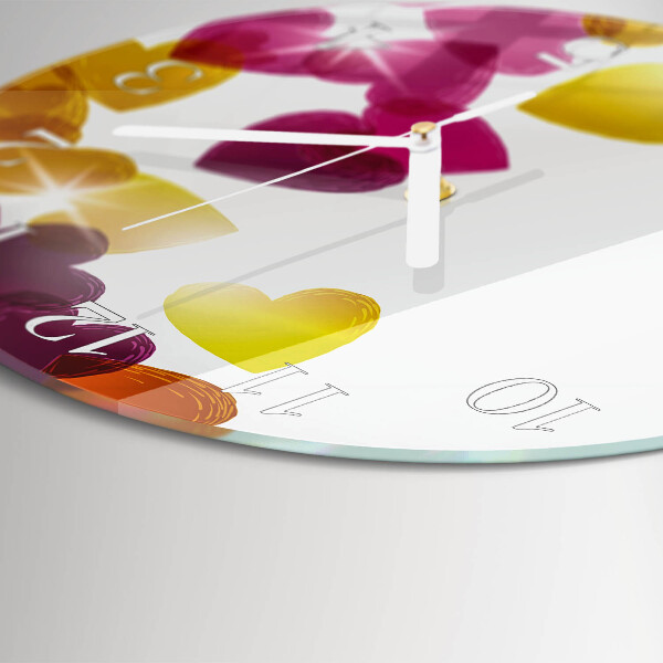 Horloge ronde Cœurs colorés