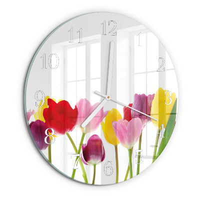 Horloge ronde Tulipes colorées