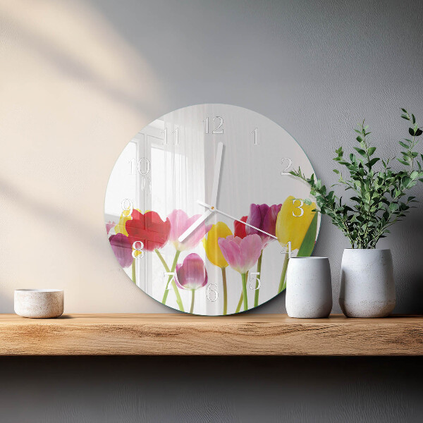 Horloge ronde Tulipes colorées