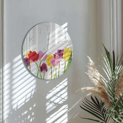 Horloge ronde Tulipes colorées