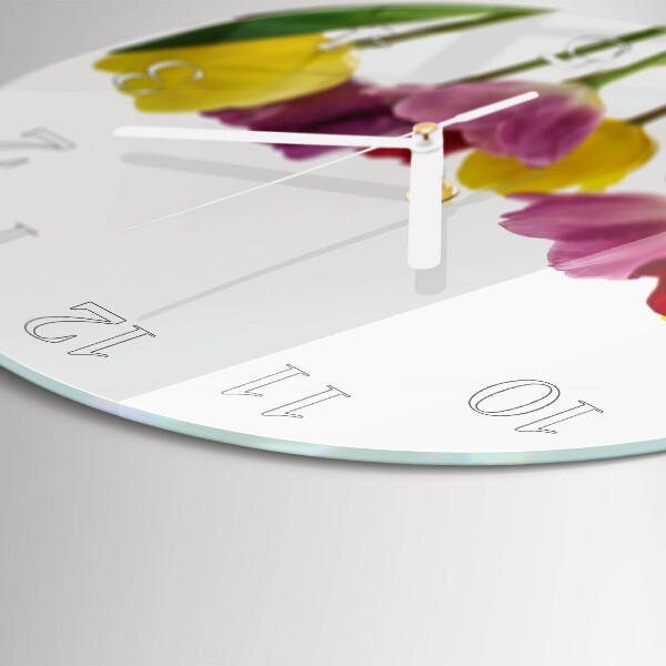 Horloge ronde Tulipes colorées