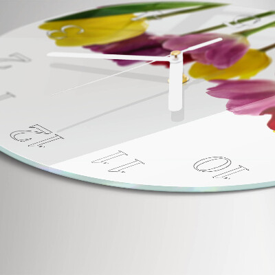 Horloge ronde Tulipes colorées