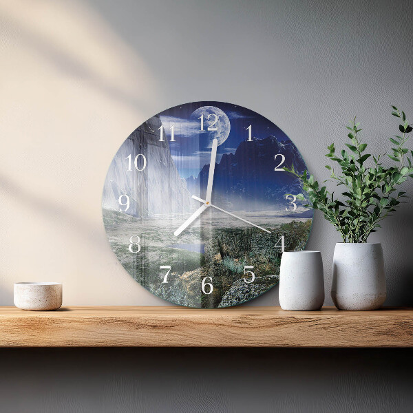 Horloge ronde Montagnes Lune