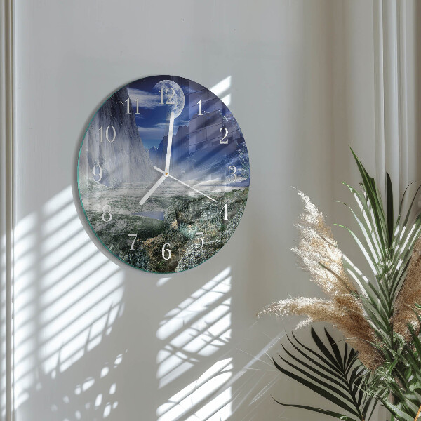 Horloge ronde Montagnes Lune