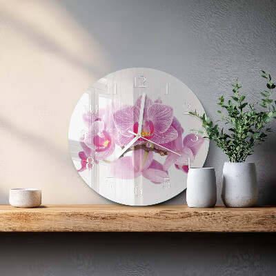 Horloge ronde Orchidées
