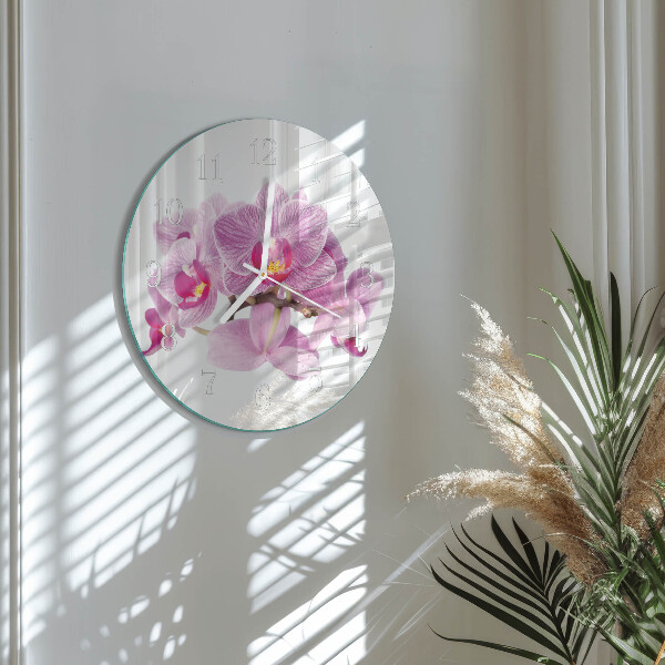 Horloge ronde Orchidées